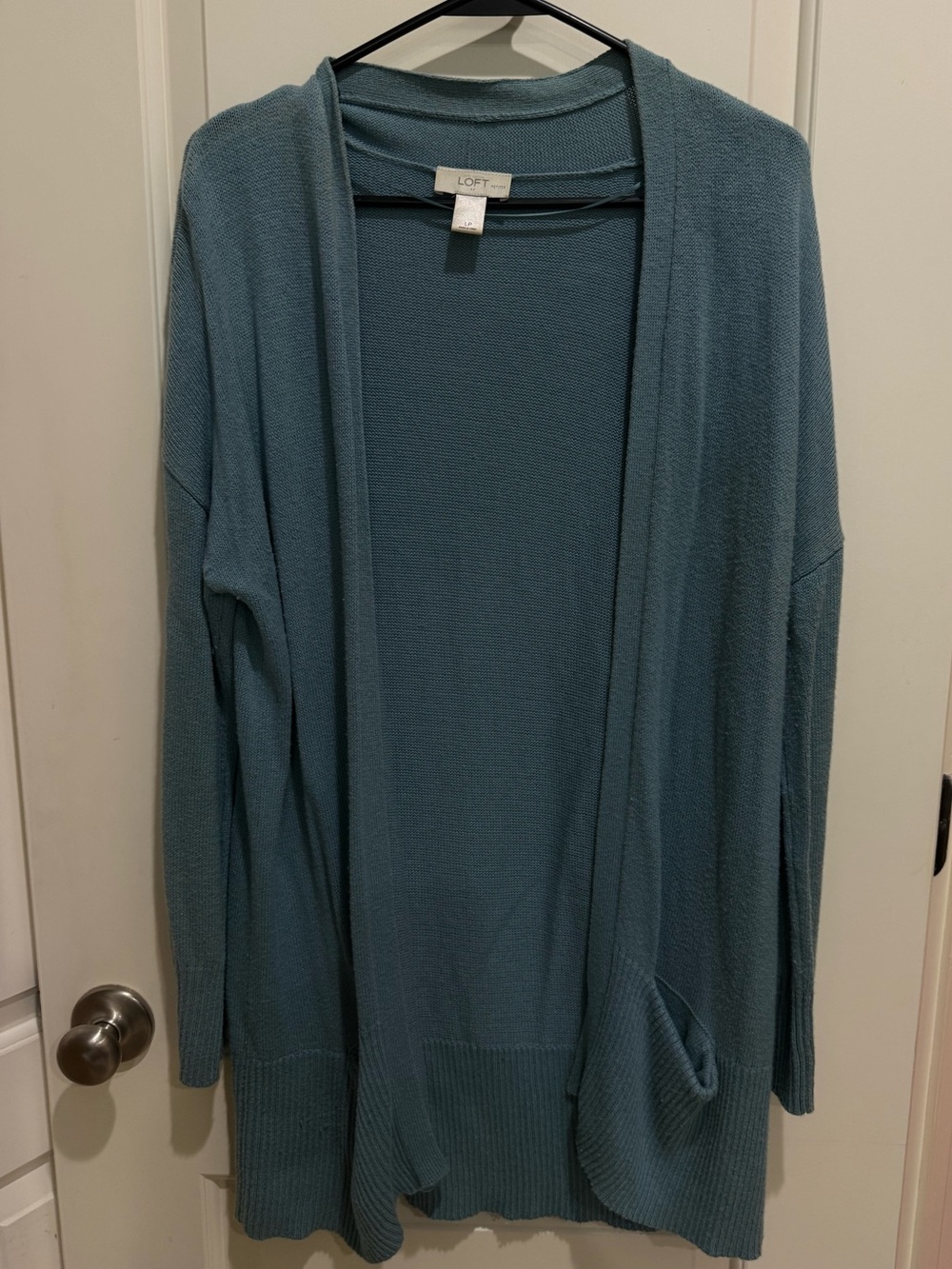 LOFT Teal Open-Front Draped Cardigan